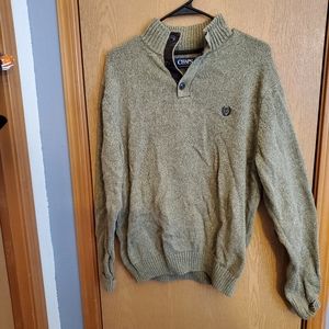 20/$30 CHAPS - MEN - SWEATER - OAK - 1/4 BUTTON large 100% cottob